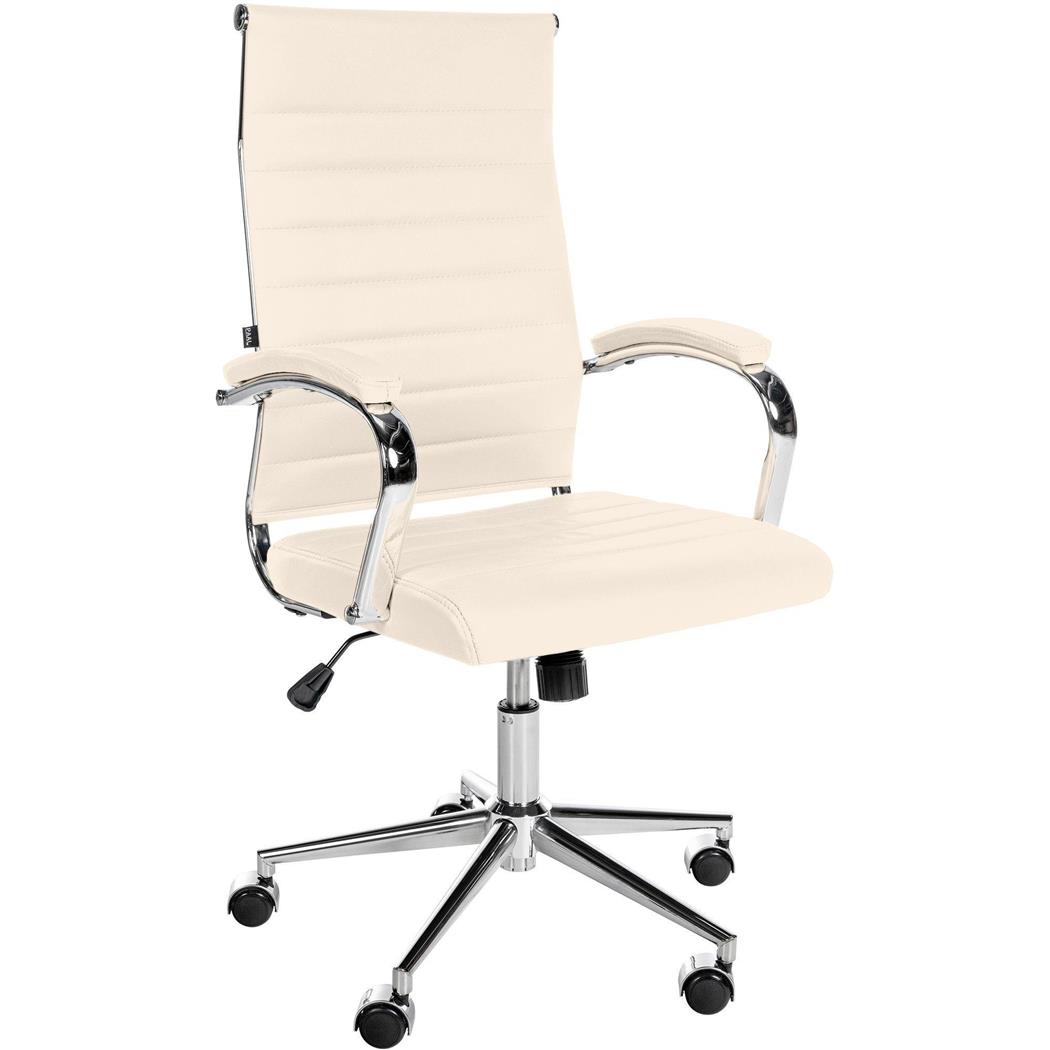 Bürostuhl OXFORD ECHTLEDER, moderner Chefsessel, elegantes Design, komfortabler Echtlederbezug, Farbe Creme