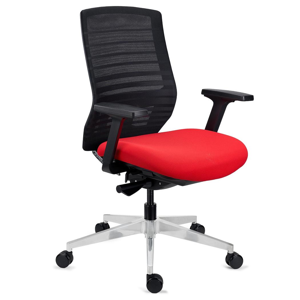 DEMO# Ergonomischer Bürostuhl TAURUS, modernes Design, verstellbare Rückenlehne, Netzstoff, Farbe Rot