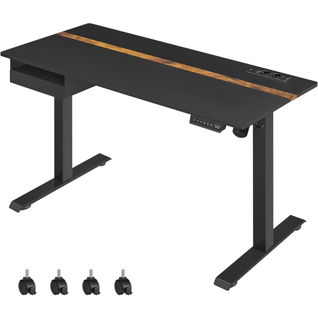 Computertisch MAKALU, 70 x 140 x (71-117) cm, höhenverstellbar, modern und praktisch, Schwarz