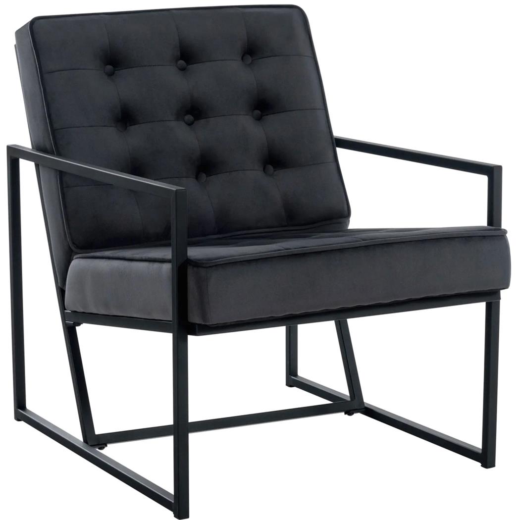 Besuchersessel AKEMI, modernes Lounger-Design, Metallgestell, Samtbezug, Farbe Grau