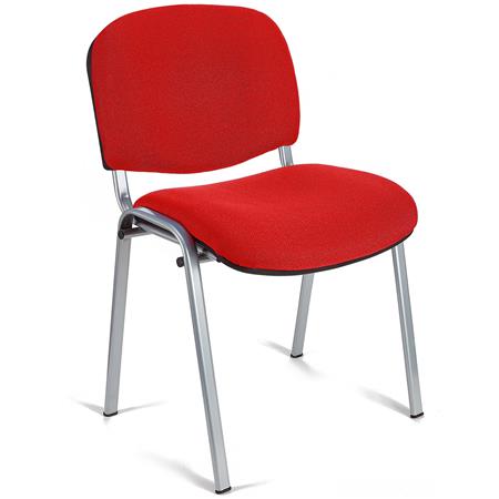 Konferenzstuhl MOBY BASE STOFF mit grauen Stuhlbeinen, bequem und praktisch, stapelbar, Farbe Rot