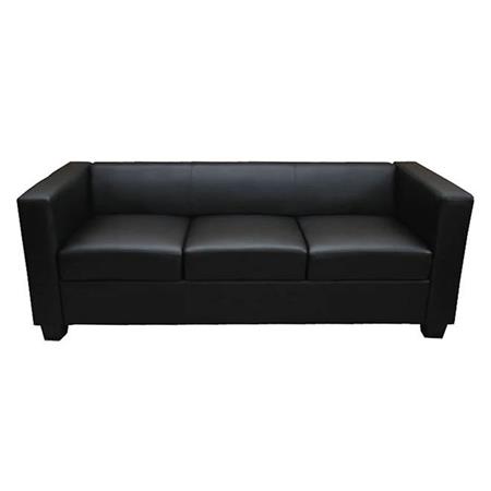 Sessel BASEL, Dreisitzer, elegantes Design, großer Komfort, Kunstleder, Farbe Schwarz