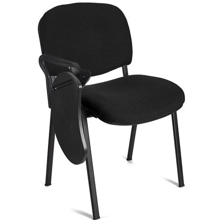 Konferenzstuhl MOBY BASE STOFF mit klappbarem Schreibbrett, stapelbar und praktisch, schwarzes Gestell, Farbe Schwarz
