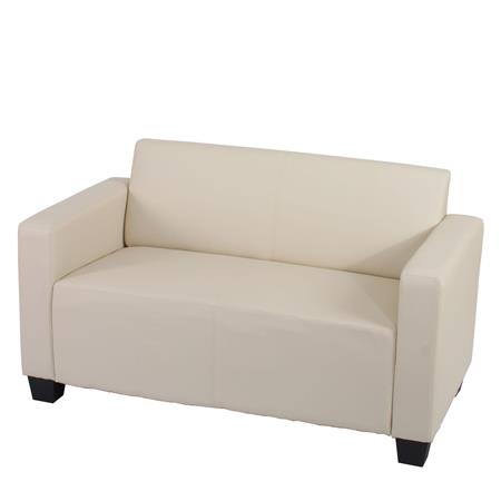 Sessel LYON, 2 Sitzer, elegantes Design, sehr bequem, Leder, Farbe Cremeweiß