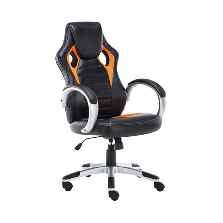 Gaming-Stuhl ASCARI PRO, sportliches Design, sehr bequem, Leder- und Stoffbezug, Farbe Schwarz / Orange