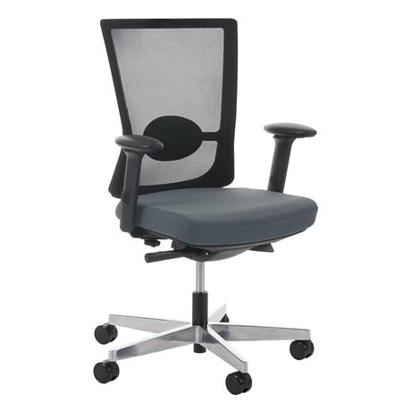 Ergonomischer Bürostuhl NILO, vielseitig einstellbar, Lordosenstütze, gepolsterte Sitzfläche, Netzstoff, Farbe Grau