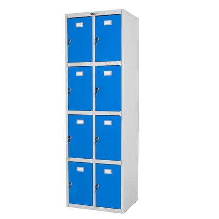 Schließfachschrank BERIT 8 Fächer, Metallspind, robuster Stahl, 183x58x50 cm, Farbe Blau