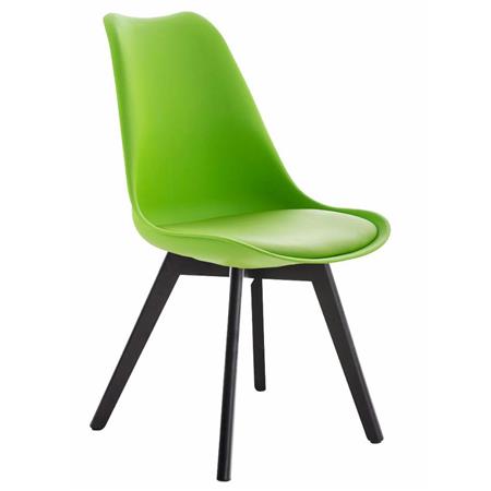 Designer Stuhl/ Besucherstuhl BOSPORUS, dunkle Stuhlbeine, Kunststoffsitzschale, Lederbezug, Farbe Grün