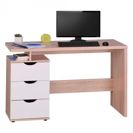 Schreibtisch NATALI, Modernes Design, Abmessungen 120x53x76cm, Holz, Farbe Weiß/Eiche