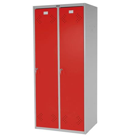 Umkleideschrank FRIDA, Kleiderspind 183x81x50 cm, 2x Tür, Robustes Stahlblech, Farbe Rot