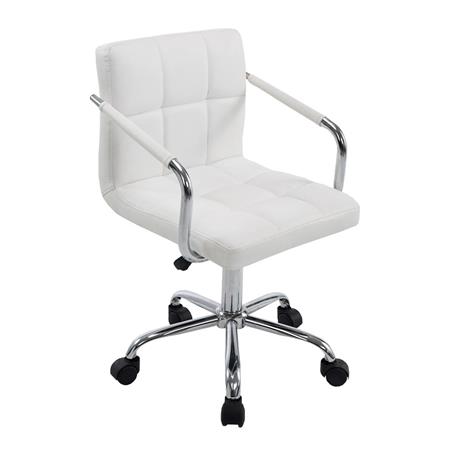 Bürodrehstuhl BETTY, dicke Polsterung, Metallgestell, Lederbezug, Farbe Weiß