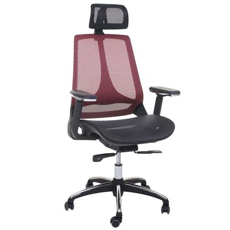 Ergonomischer Bürostuhl ALAN, tiefenverstellbare Sitzfläche, Synchronmechanik, 8h-Nutzung, Netzbezug, Farbe Schwarz/ Rot