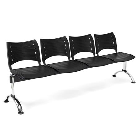 Wartebank ELVA 4-Sitzer, Metallgestell, Kunststoff, Farbe Schwarz