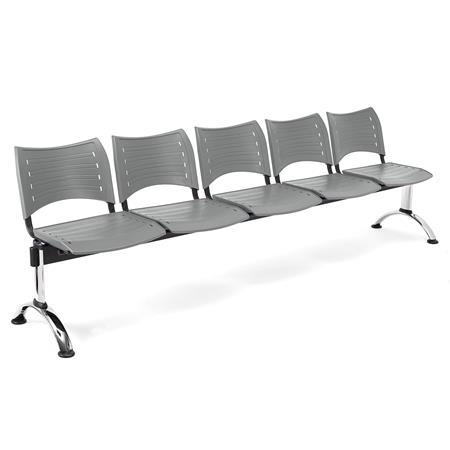 Wartebank ELVA 5-Sitzer, Metallgestell, Kunststoff, Farbe Grau