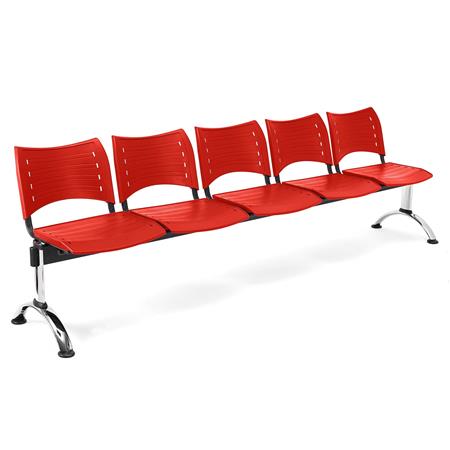 Wartebank ELVA 5-Sitzer, Metallgestell, Kunststoff, Farbe Rot