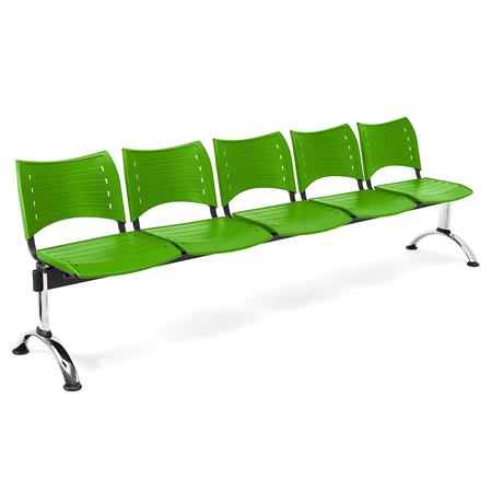 Wartebank ELVA 5-Sitzer, Metallgestell, Kunststoff, Farbe Grün