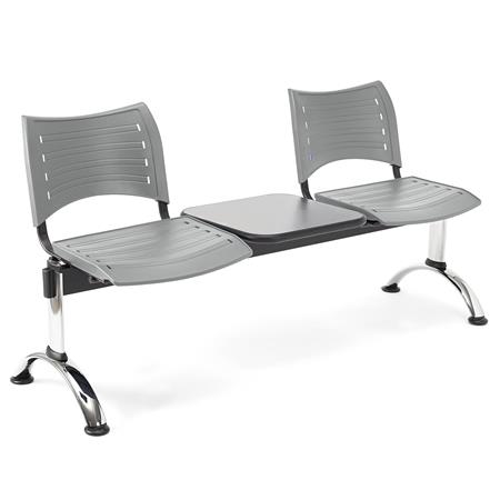 Wartebank ELVA 2-Sitzer mit Tisch, Metallgestell, Kunststoff, Farbe Grau