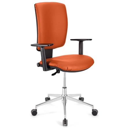 Bürostuhl ATLAS PRO LEDER, verstellbare Rücken- und Armlehnen, Metallfußkreuz, Farbe Orange