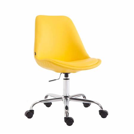 Bürostuhl TULUM, trendiges Design, Metallfußkreuz, Lederbezug, Farbe Gelb