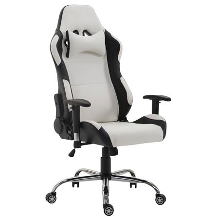 Gaming-Stuhl ROSBY. Sportliches Design und hoher Komfort, Lederbezug, Farbe Weiß