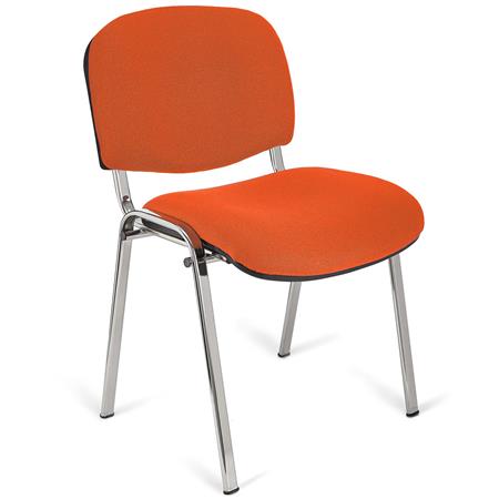 Konferenzstuhl MOBY BASE STOFF mit verchromten Stuhlbeinen, bequem und praktisch, stapelbar, Farbe Orange