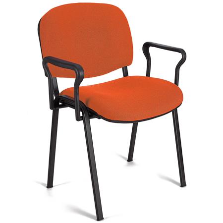Konferenzstuhl MOBY BASE STOFF mit Armlehnen, bequem und praktisch, schwarzes Gestell, Stoffbezug, Farbe Orange