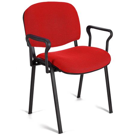Konferenzstuhl MOBY BASE STOFF mit Armlehnen, bequem und praktisch, schwarzes Gestell, Stoffbezug, Farbe Rot