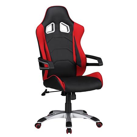 Gaming-Stuhl GUBEN, modernes sportliches Design, Profinutzung, Stoffbezug, Farbe Schwarz und Rot