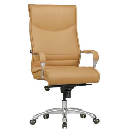 Bürosessel OLFEN, ergonomisches Design, belastbar bis 150 kg, Lederbezug, Farbe Hellbraun