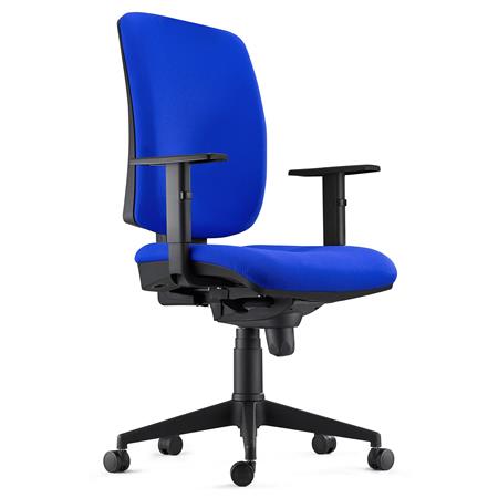 Ergonomischer Bürostuhl PIERO, mit verstellbaren Armlehnen, Stoffbezug, Farbe Blau