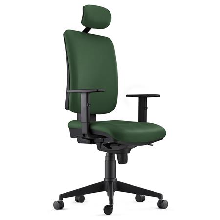 Ergonomischer Bürostuhl PIERO LEDER mit Kopfstütze, verstellbare Armlehnen, Farbe Grün