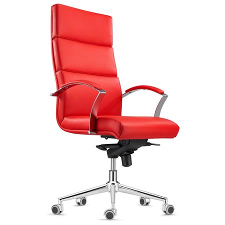 Chefsessel REBAT in Leder, Wippfunktion, Qualität und Design, Farbe Rot