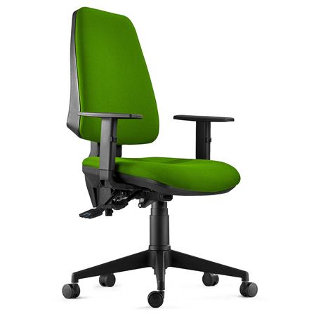 Ergonomischer Bürostuhl INDIANA, Stoffbezug, verstellbare Armlehnen, Farbe Grün