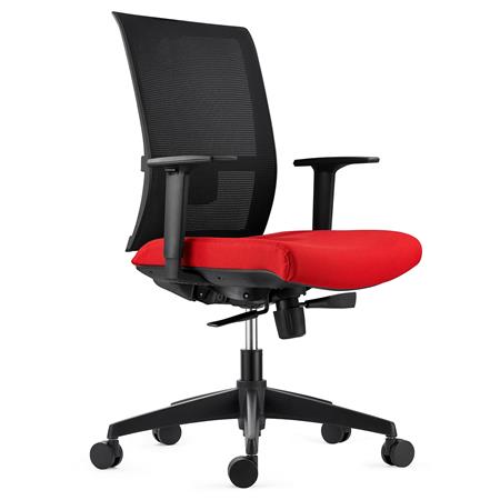 Ergonomischer Bürostuhl EXON, Lordosenstütze, für die 8h-Nutzung, mit Stoff- und Netzbezug, Farbe Rot
