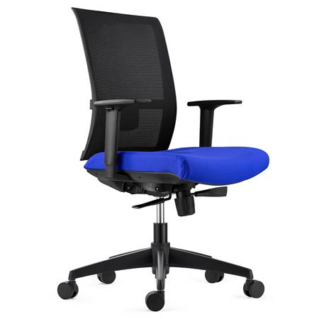 Ergonomischer Bürostuhl EXON, Lordosenstütze, für die 8h-Nutzung, mit Stoff- und Netzbezug, Farbe Blau
