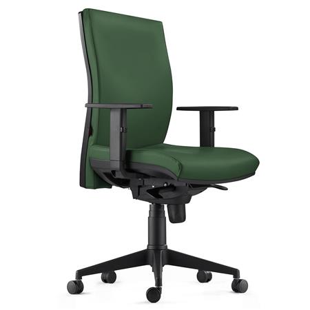 Ergonomischer Bürostuhl KEVIN LEDER, mit Lordosenstütze, Farbe Grün