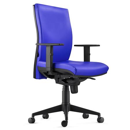 Ergonomischer Bürostuhl KEVIN LEDER, mit Lordosenstütze, Farbe Blau