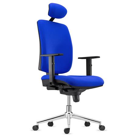 Ergonomischer Bürostuhl PIERO STOFF V mit Kopfstütze, verstellbare Armlehnen, Farbe Blau
