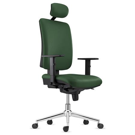 Ergonomischer Bürostuhl PIERO LEDER V mit Kopfstütze, verstellbare Armlehnen, Farbe Grün