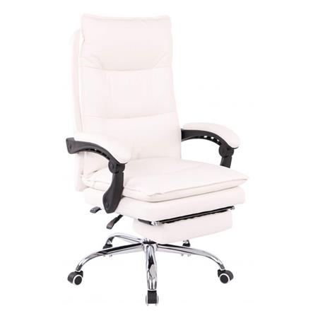 Bürosessel MAC, dicke Polsterung, ausziehbare Fußstütze, Lederbezug, Farbe Weiß