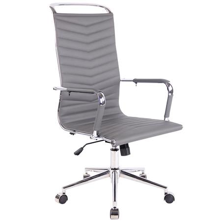 Bürostuhl SIGRID mit hoher Rückenlehne, elegantes Design, Lederbezug, Farbe Grau
