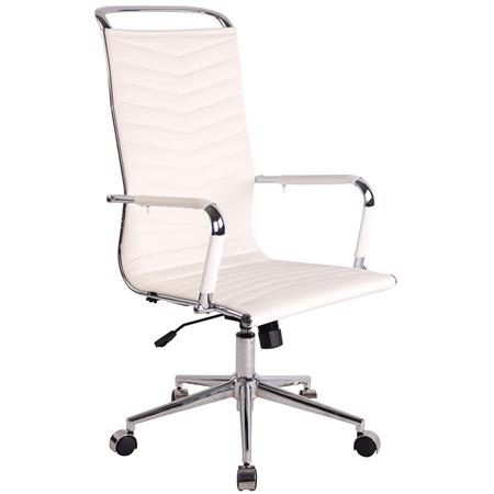 Bürostuhl SIGRID mit hoher Rückenlehne, elegantes Design, Lederbezug, Farbe Weiß