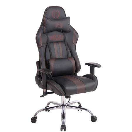 Gaming-Stuhl INDY, verstellbare Rückenlehne, Wärme- und Massagefunktion, Leder, Farbe Schwarz/Braun