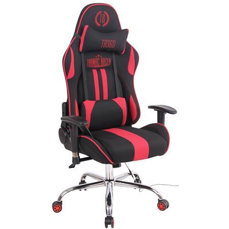 Gaming-Stuhl INDY STOFF, verstellbare Rückenlehne, Wärme- und Massagefunktion, Farbe Schwarz/Rot