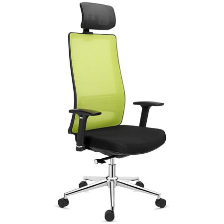 Ergonomischer Bürostuhl SANTOS, Kopfstütze, 8h-Nutzung, Farbe Grün