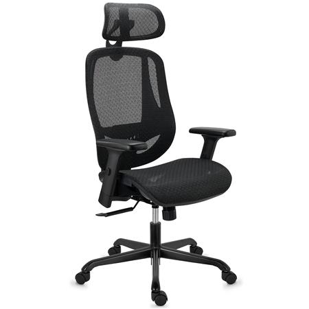 DEMO# Ergonomischer Bürostuhl NOVA, Sehr komfortabel und regulierbar; Beste Qualität und Design, Netzstoff, Farbe Schwarz