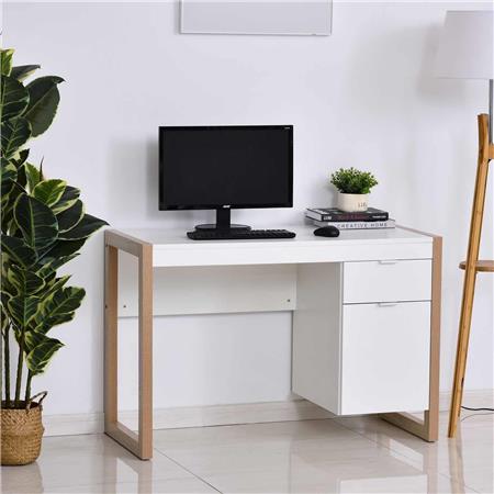 Schreibtisch LAGE, Exklusives Design, 112,5x50x75,5cm, Holz, Farbe Weiß