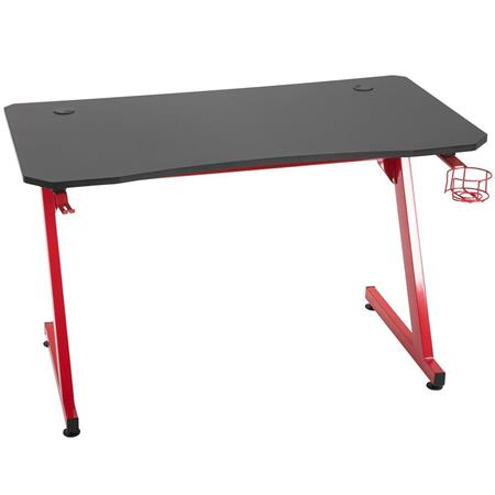 Schreibtisch PLAYER, 120x65x74,5cm, Metall und Holz, Farbe Schwarz/Rot