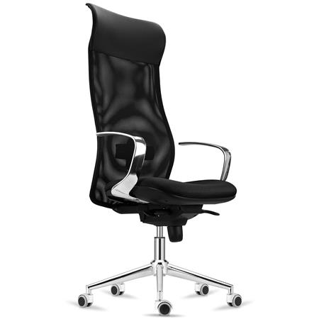 Ergonomischer Stuhl YEDA, hohe Rückenlehne, modernes Design, 8h-Nutzung, Netzbezug, Farbe Schwarz