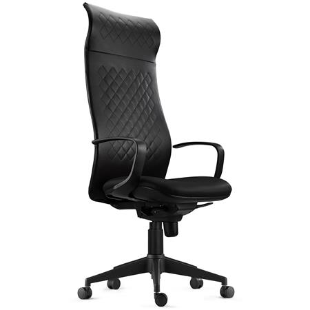 Ergonomischer Stuhl YEDA, hohe Rückenlehne, modernes Design, 8h-Nutzung, Ziernaht, Farbe Schwarz
